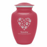 Large Pawprint Heart Pet Cremation Urn - Rose Pink