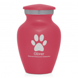 Keepsake Pawprint Pet Cremation Urn - Rose Pink