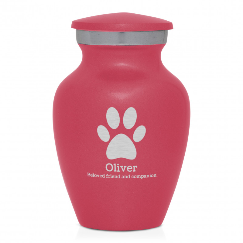Keepsake Paw Print Pet Cremation Urn - Rose Pink
