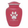 Small Pawprint Pet Cremation Urn - Rose Pink