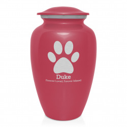 Extra Large Pawprint Pet Cremation Urn - Rose Pink