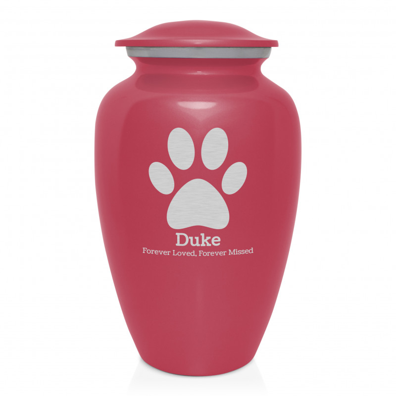 Extra Large Pawprint Pet Cremation Urn - Rose Pink
