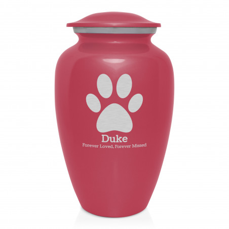 Extra Large Pawprint Pet Cremation Urn - Rose Pink