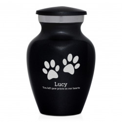 Keepsake Pawprints Pet Cremation Urn - Jet Black