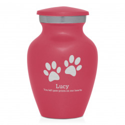 Keepsake Pawprints Pet Cremation Urn - Rose Pink