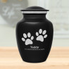 Small Pawprints Pet Cremation Urn - Jet Black