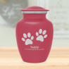 Small Pawprints Pet Cremation Urn - Rose Pink