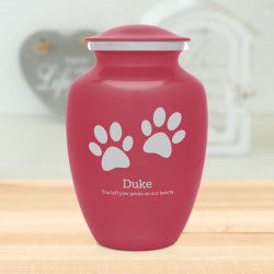 Large Pawprints Pet Cremation Urn - Rose Pink