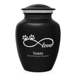 Small Infinite Love Pet Cremation Urn - Jet Black