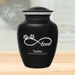 Small Infinite Love Pet Cremation Urn - Jet Black