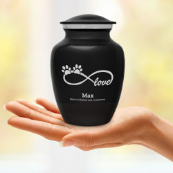 Small Infinite Love Pet Cremation Urn - Jet Black