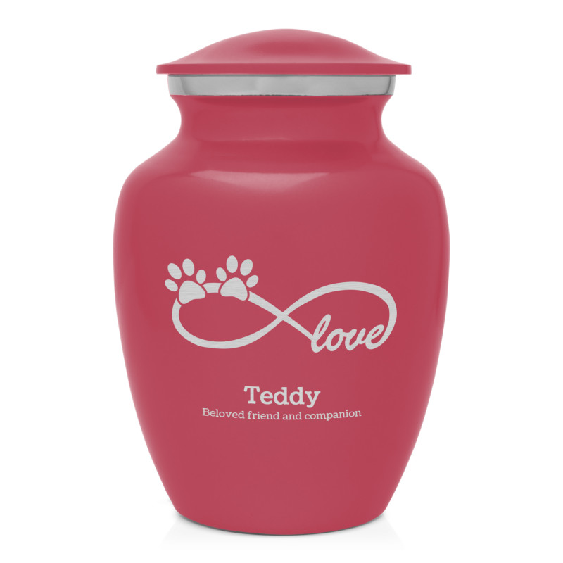 Small Infinite Love Pet Cremation Urn - Rose Pink