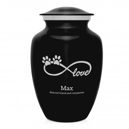 Large Infinite Love Pet Cremation Urn - Jet Black
