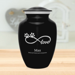 Large Infinite Love Pet Cremation Urn - Jet Black