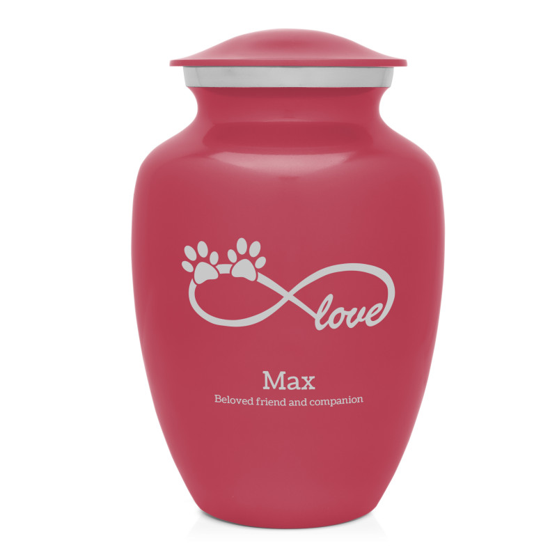 Large Infinite Love Pet Cremation Urn - Rose Pink