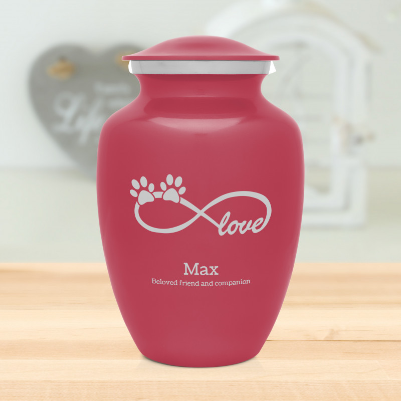 Large Infinite Love Pet Cremation Urn - Rose Pink