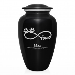 Extra Large Infinite Love Pet Cremation Urn - Jet Black