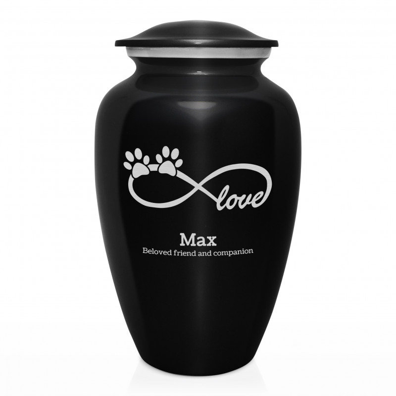 Extra Large Infinite Love Pet Cremation Urn - Jet Black