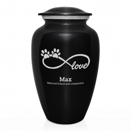 Extra Large Infinite Love Pet Cremation Urn - Jet Black