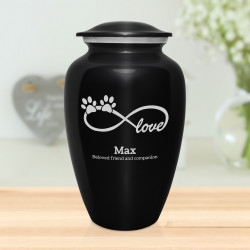 Extra Large Infinite Love Pet Cremation Urn - Jet Black