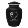Small Paw Prints On My Heart Pet Cremation Urn - Jet Black