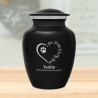 Small Paw Prints On My Heart Pet Cremation Urn - Jet Black