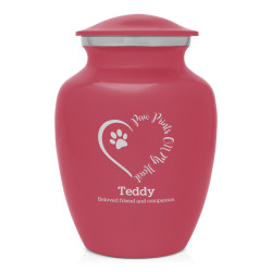 Small Paw Prints On My Heart Pet Cremation Urn - Rose Pink