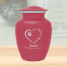 Small Paw Prints On My Heart Pet Cremation Urn - Rose Pink