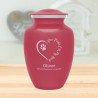 Large Paw Prints On My Heart Pet Cremation Urn - Rose Pink