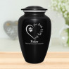 Extra Large Paw Prints On My Heart Pet Cremation Urn - Jet Black