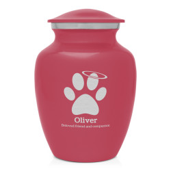 Small Angel Paw Pet Cremation Urn - Rose Pink