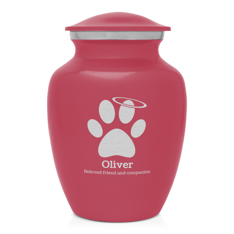 Small Angel Paw Pet Cremation Urn - Rose Pink
