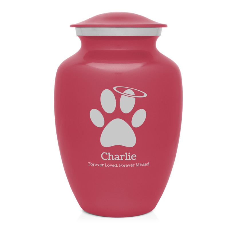 Large Angel Paw Pet Cremation Urn - Rose Pink