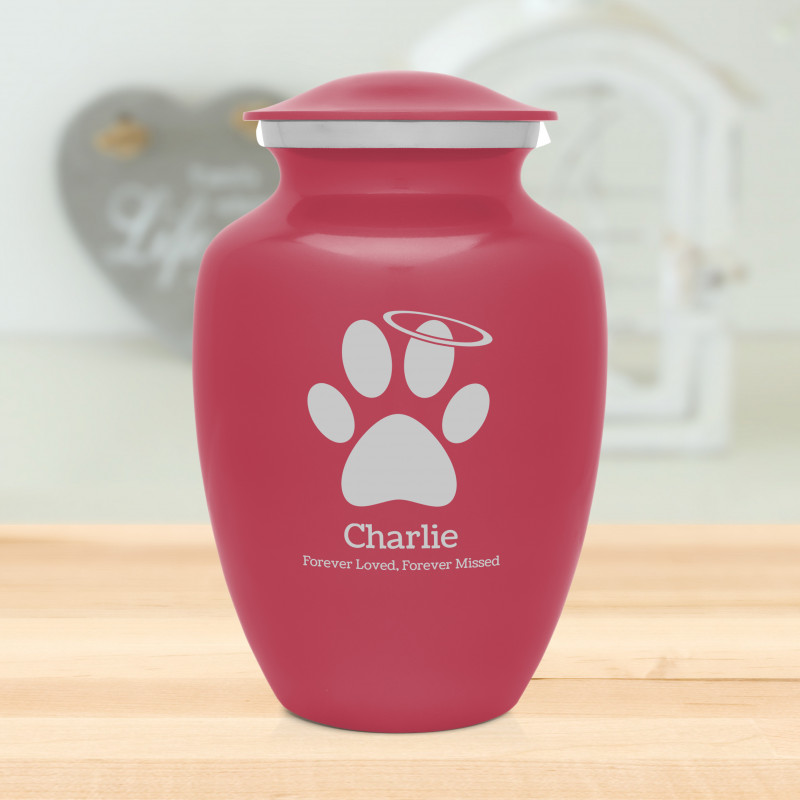 Large Angel Paw Pet Cremation Urn - Rose Pink