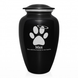 Extra Large Angel Paw Pet Cremation Urn - Jet Black