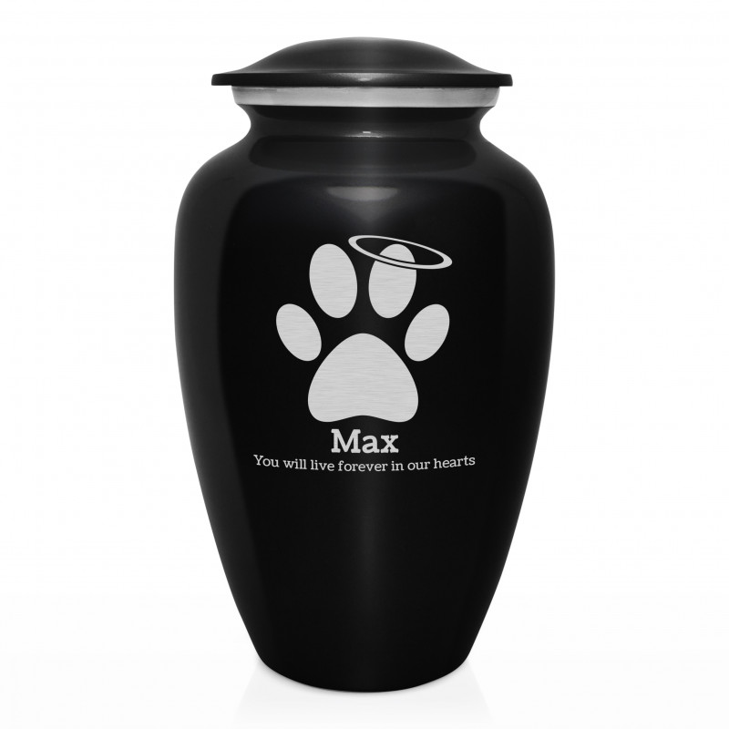 Extra Large Angel Paw Pet Cremation Urn - Jet Black