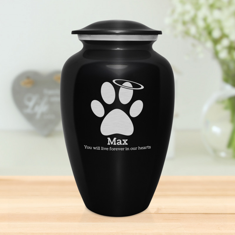 Extra Large Angel Paw Pet Cremation Urn - Jet Black