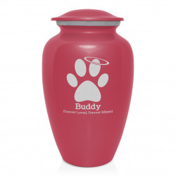 Extra Large Angel Paw Pet Cremation Urn - Rose Pink