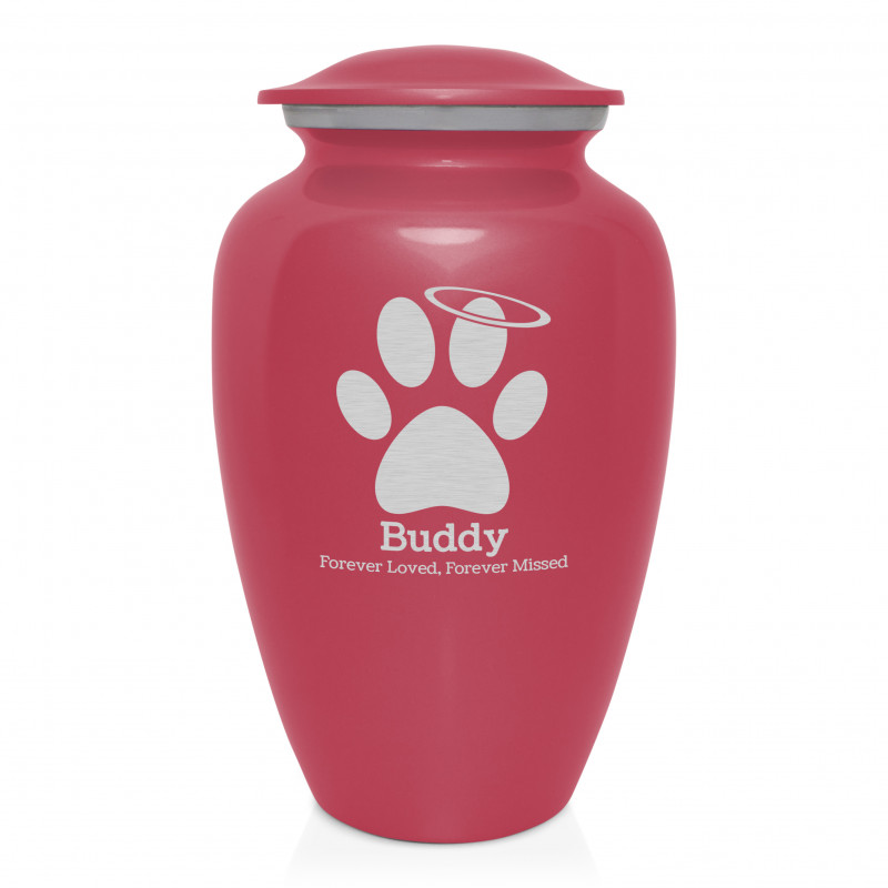 Extra Large Angel Paw Pet Cremation Urn - Rose Pink