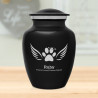 Small Angel Wings Pet Cremation Urn - Jet Black