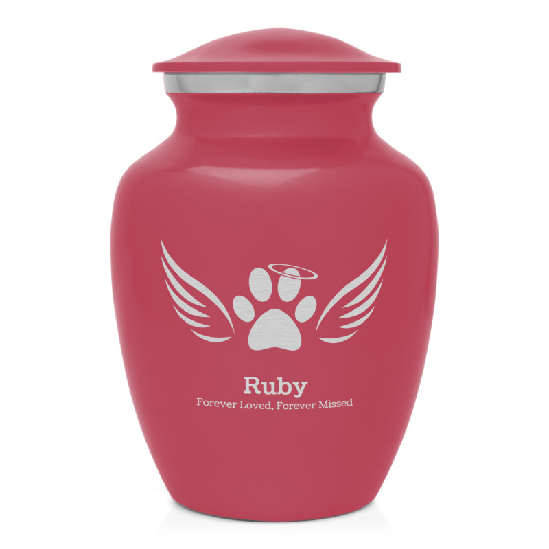 Small Angel Wings Pet Cremation Urn - Rose Pink