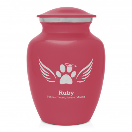Small Angel Wings Pet Cremation Urn - Rose Pink