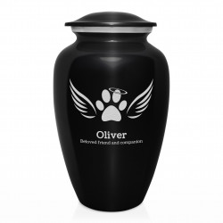 Extra Large Angel Wings Pet Cremation Urn - Jet Black