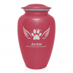 Extra Large Angel Wings Pet Cremation Urn - Rose Pink