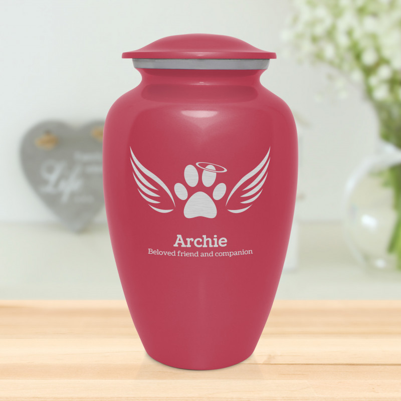 Extra Large Angel Wings Pet Cremation Urn - Rose Pink