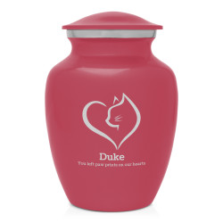 Small Loving Cat Pet Cremation Urn - Rose Pink