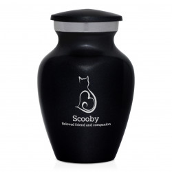Keepsake Cat Silhouette Pet Cremation Urn - Jet Black