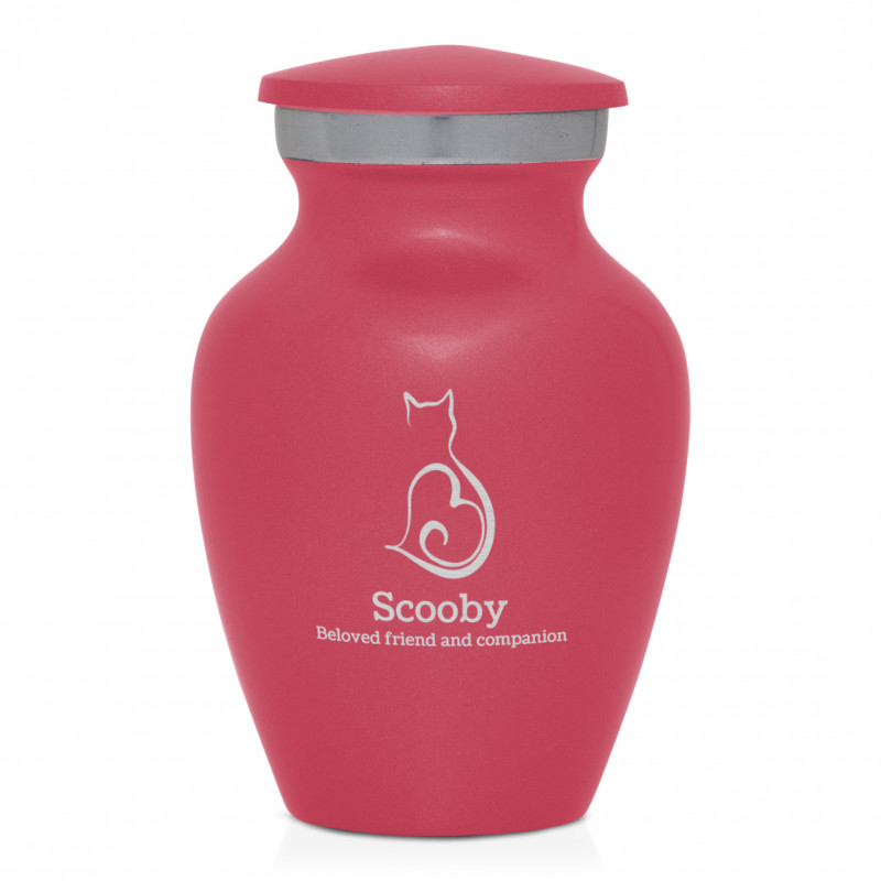 Keepsake Cat Silhouette Pet Cremation Urn - Rose Pink