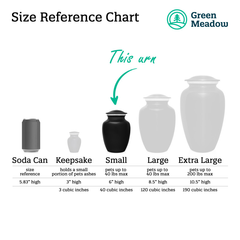 Small Cat Silhouette Pet Cremation Urn - Jet Black