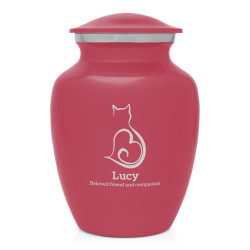 Small Cat Silhouette Pet Cremation Urn - Rose Pink